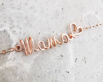 collana mamma personalizzata realizzata in oro rosa riempito - un regalo unico per la mamma, regalo per la festa della mamma, gioielli fatti a mano