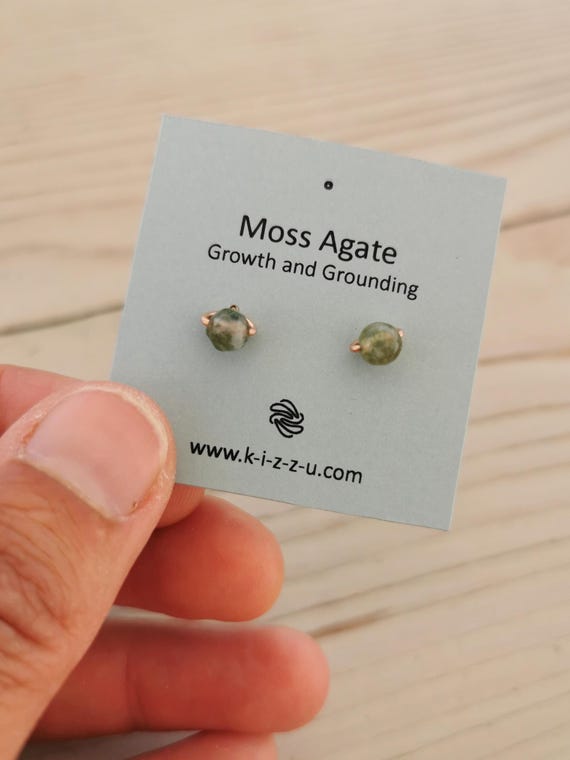 Moosachat Ohrstecker 4mm – Natur & Ruhe | zarte Edelstein Ohrringe in grünem Naturstein aus Gold Filled · handgemachter Schmuck