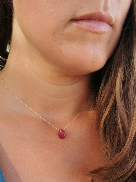 Ruby pendant on a delicate thread chain – if you want to remember your strength, natural gemstone jewelry, a gift for her