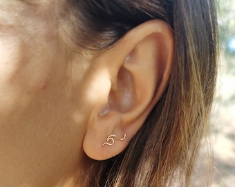 Nautical-themed wave stud earrings in sterling silver - ocean-inspired jewelry, waterproof jewelry, small gift