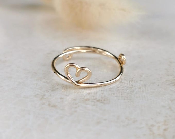 Heart Ring Gold Filled – Adjustable Filigree Ring, Minimalist Jewelry, Gift for Girlfriend