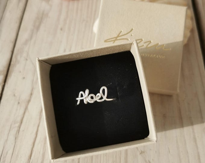 Personalized ring with a word or name - delicate, handcrafted stackable ring made of gold-filled material, perfect as a gift.