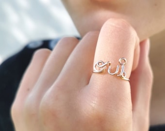 OUI statement ring, OUI engagement ring in rose gold, handmade jewelry, yes I want