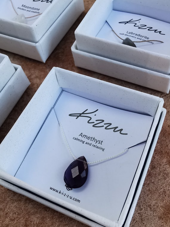 delicate necklace with amethyst pendant, amethyst - the haven of peace, power stone, purple necklace, stone of the month February
