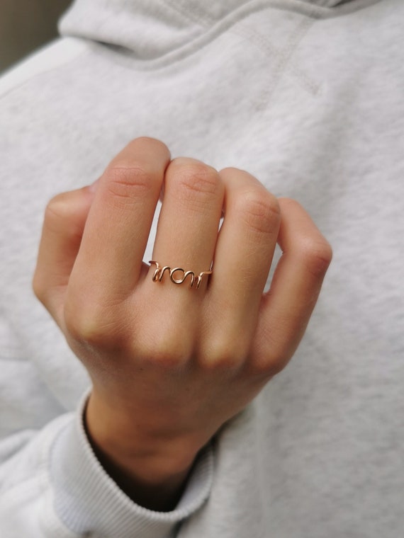 WOW MOM Ring, Mother's Day Gift, Ring for Mom in Fine Rose Gold Filled, Handmade Jewelry