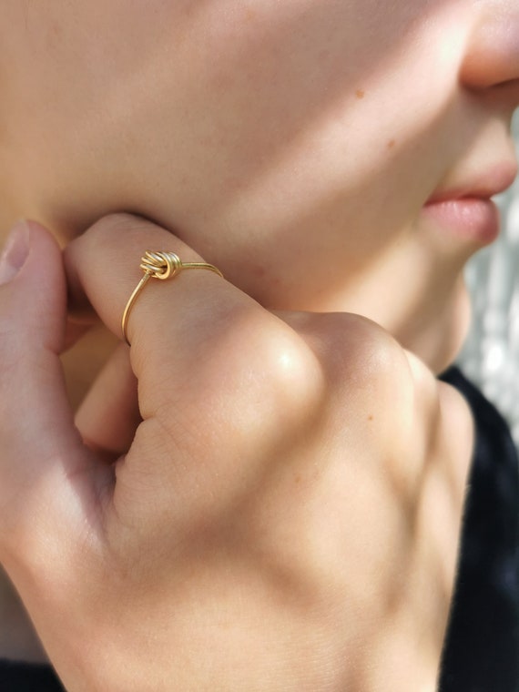 Knot ring gold – filigree engagement ring, handmade jewelry made of gold filled, elegant women's ring I KIZZU