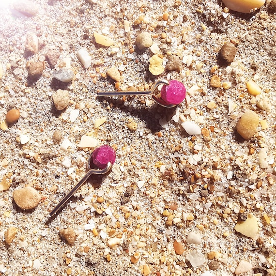 Ruby stud earrings 4 mm – July birthstone, handmade ruby earrings, minimalist jewelry gift idea in silver or gold I KIZZU