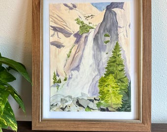 Yosemite Waterfall Watercolor | Original Yosemite Falls Painting | Nature Landscape | National Park Art