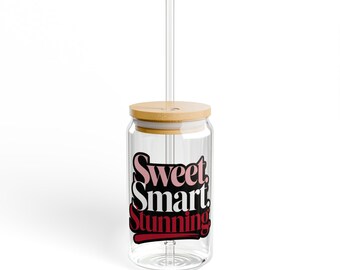 Sweet Smart Stunning Glass Can, Chic Iced Coffee Cup, Gift for Her