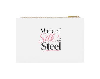 Made of Silk and Steel Cosmetic Bag, Chic Makeup Pouch, Feminine Beauty Bag, Gift for Her