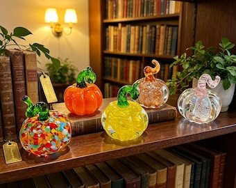 Halloween glazen pompoenornament, mini handgeblazen glazen pompoenfiguurtje, schattige Thanksgiving decoratie, herfstdecoratie cadeau, woondecoratie