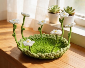 Handgemaakte gehaakte bloemenonderzetter, schattige bloemenonderzetter voor mok, 3D-bekeronderzetter, tafeldecoratie in cottagecore-stijl, kerstcadeau, cadeau voor een housewarming