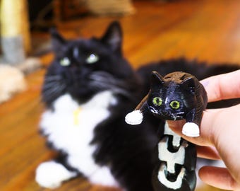 Réplica personalizada de brinquedo de gato | Miniatura de gato pintada à mão, varinha interativa para presente