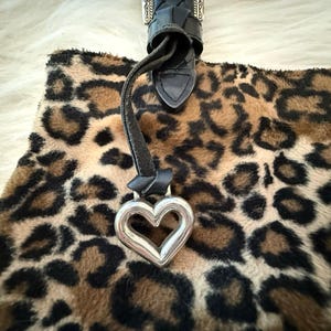Brighton Vintage Leopard Faux Fur Braided Leather Strap Shoulder Bag Y2K image 3