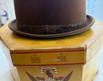 Vintage 1950s Borsalino Fedora Hat 7 1/8 Sandalo Brown Extra Superiore Fur Felt - Made In Italy