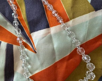 Vintage 1930s-40s Graduated Faceted Crystal Necklace with Sister Hook Clasp
