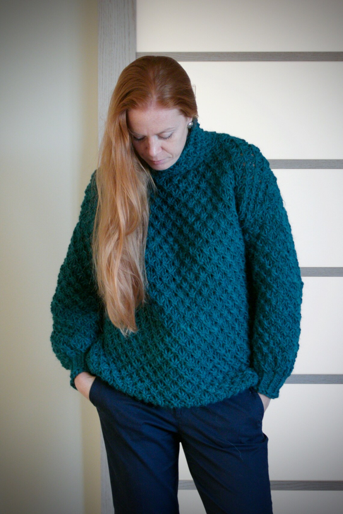 Emerald Green Chunky Oversized Sweater - Etsy