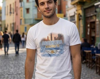 Argentina World Cup 2026 Soccer Skyline T-Shirt, Argentina Football Tee