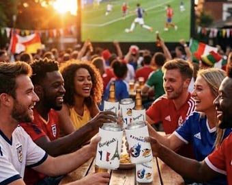 Bonjour France Eiffel Tower Soccer Can Cooler French Flag Drink Holder