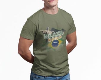 Brazil World Cup '26 T-Shirt, Christ the Redeemer, Rio Skyline, Brazilian Flag