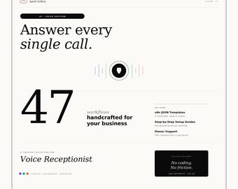 AI Receptionist n8n Templates | 47 Voice Agent Workflows | Call Answering & Appointment Booking