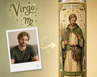 Custom Virgo Photo Prayer Candle: Personalized Zodiac Gift - For Him