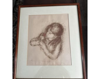 Lila Copeland "Tatiana with Robin"Hand Signed Framed Artist Proof Lithograph