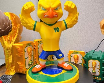 Brazil 3D Mascot Collectible – 2026 World Cup Soccer Fan Statue, Glow Eyes