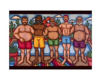 Rainbow Swimsuit Guys Poster | Fine Art Poster