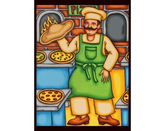 Retro Pizzeria Chef Poster | Fine Art Poster