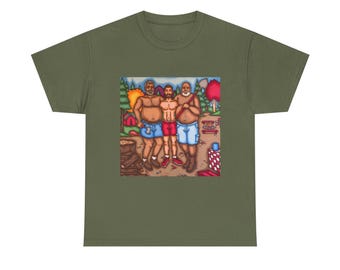 Three Friends Camping Tee | Camping Men Illustration