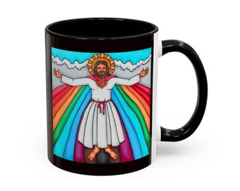 Rainbow Jesus Stained Glass Mug | Accent Coffee Mug