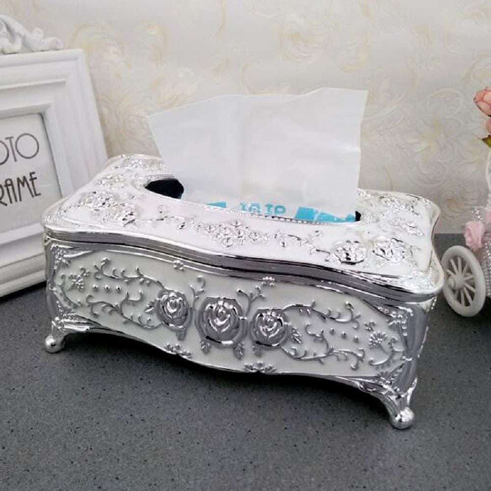 Vintage Silver Floral Tissue Box Cover: Rose Design Enamel Home Decor ...