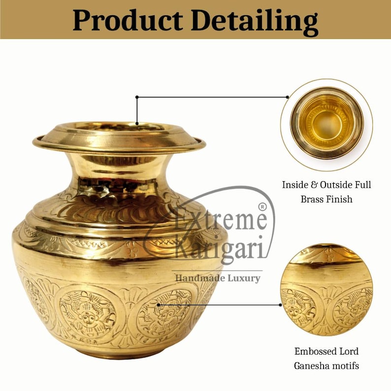 Pure Brass Ashtalakshmi Kodam Kalash for Hindu Pooja image 4