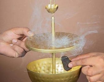 Handcrafted Brass Hanging Incense Burner: Home Temple Decor