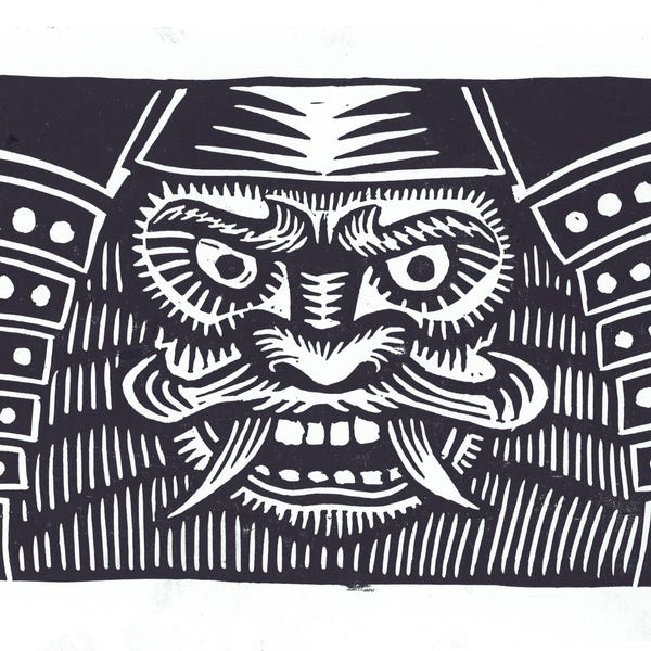 The Warrior - A5 Linocut Relief Print