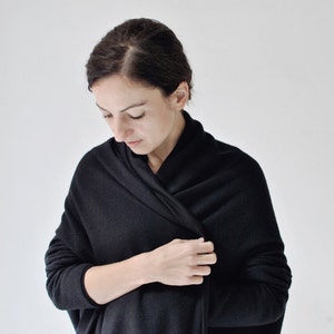 black wool cardigan, reversible jacket, black knitted jacket, black woolen cardigan, Angora wool image 2