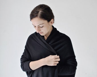 black wool cardigan, reversible jacket, black knitted jacket, black woolen cardigan, Angora wool