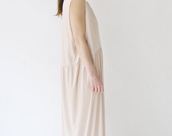 easy fit maxi dress, wedding dress, empire dress, nude, smoke rose