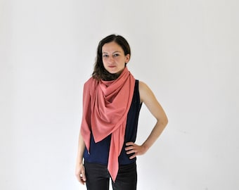 shawl, triangle scarf, summer shawl, coral, neon red, watermelon