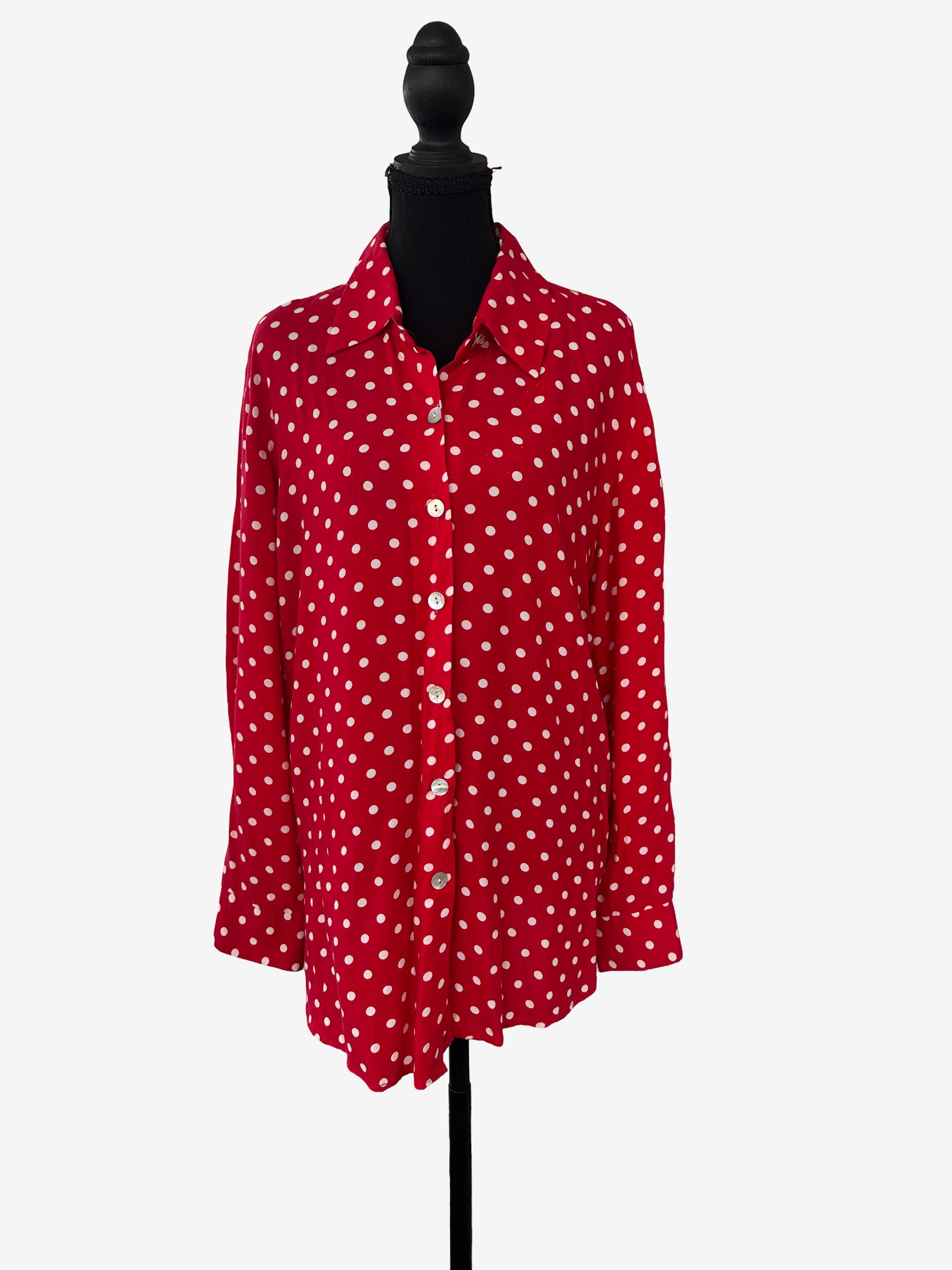 Red White Polka Dot Top - Etsy