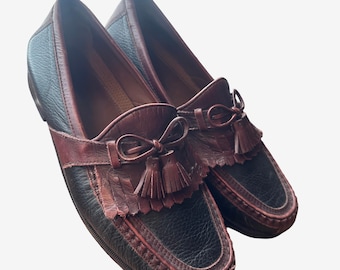 Bally Davies Red Leather Tassel Loafers Mens Size 7 D Swiss  display picture 1