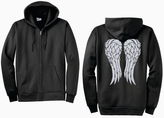 angel wing zip hoodie