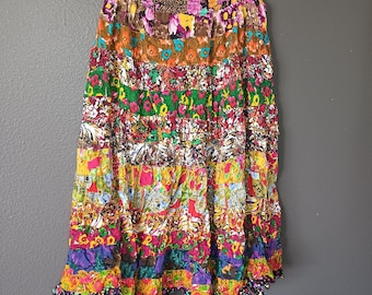 Vintage multi-tiered cotton gauze skirt