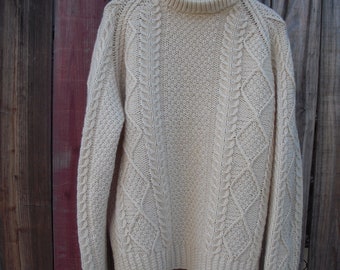 Hand knit wool fisherman sweater Crewneck Kilkeel Knitting Mills
