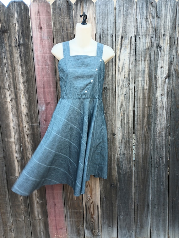 Vintage bias cut 1970's sharkskin sundress - image 4