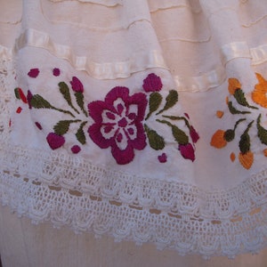 Vintage Gauzy off shoulder Mexican embroidered top image 2