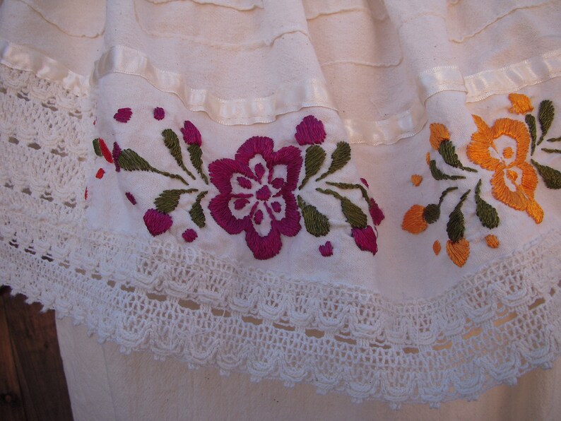 Vintage Gauzy off shoulder Mexican embroidered top image 2