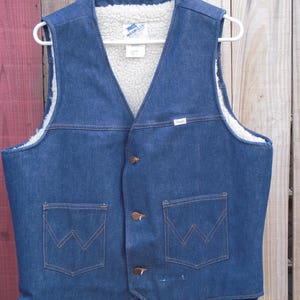 Vintage Wrangler Sherpa lined denim vest image 1