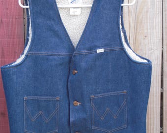 Vintage Wrangler Sherpa lined denim vest